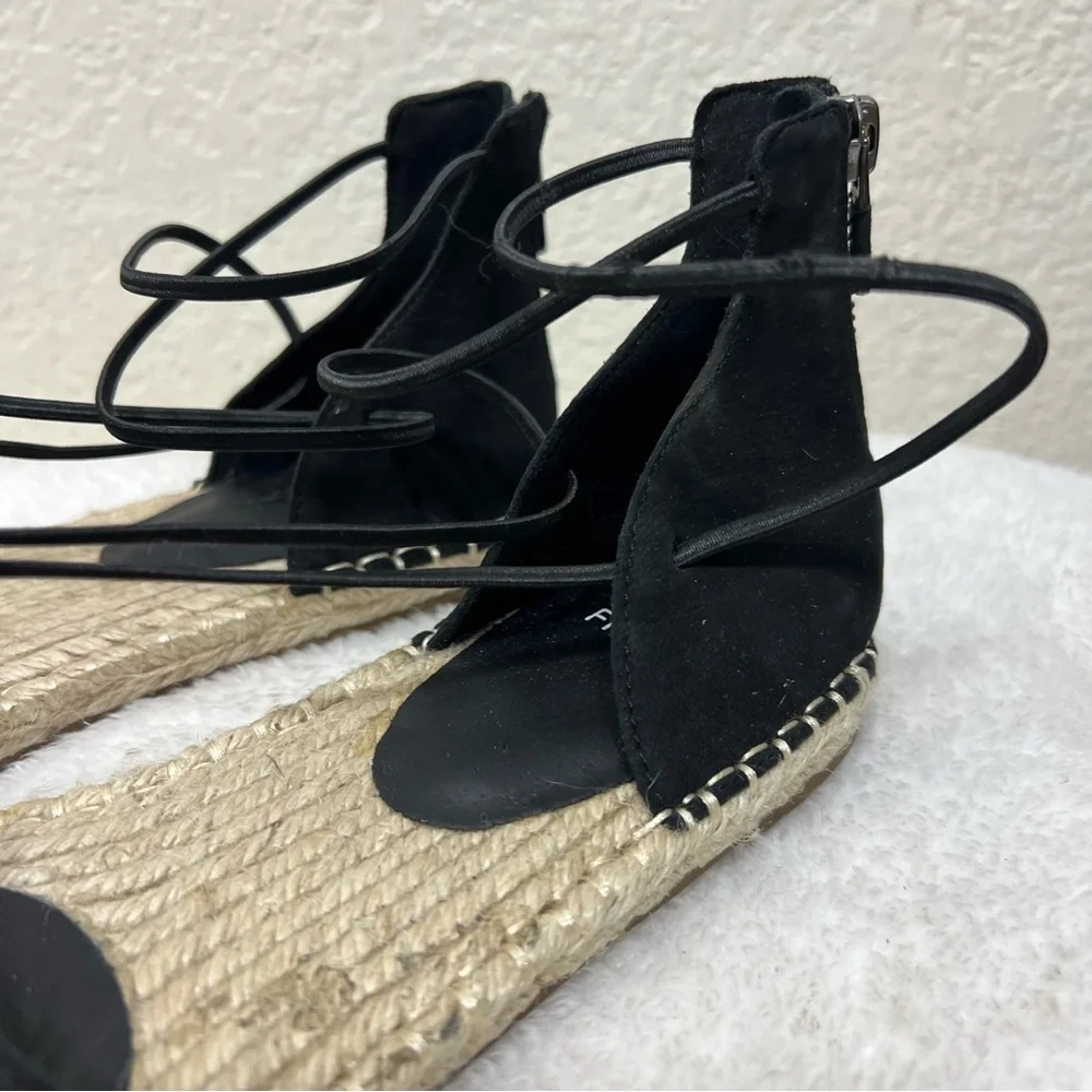 Eileen Fisher Lace Up Strappy Lala Sandal Espadrilles Flats Closed Toe Size 9